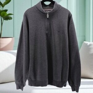 Fila Gray Quarter Zip Sweater Distressed Comfy Athletic Tennis Soccer Size L